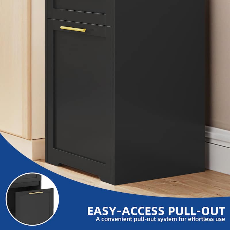 Moasis Double Pull-Out Trash Can Cabinet with Drawer, 2×13 Gallon Kitchen Trash Bin Cabinet