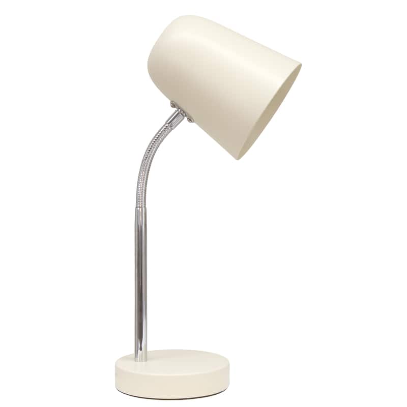 Minimalist Metal Gooseneck Desk Lamp with Adjustable Chrome Arm Modern Task Lighting Multiple Colors - Cream