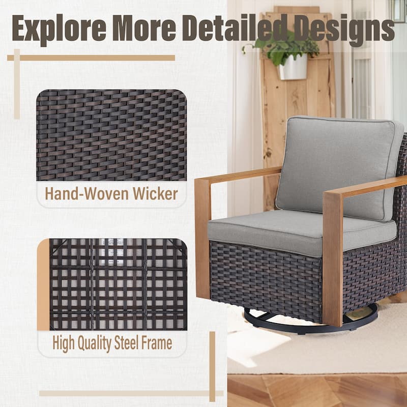 Gymojoy All-Weather Outdoor Sofa Swivel Chair Ottoman Sets