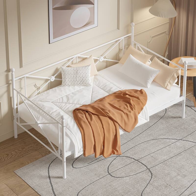 VECELO Twin Daybed with Headboard Sofa Bed Platform Mattress Foundation for Living Room Guest Room Easy Assembly