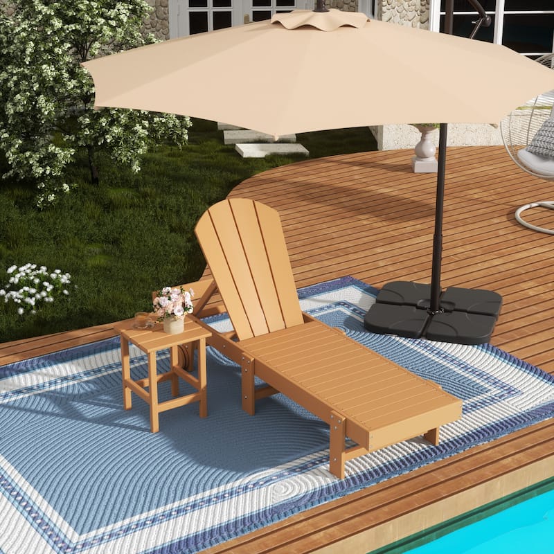 Polytrends Laguna Hdpe All Weather Outdoor Patio Pool Reclining Armless Chaise Lounge (2-Piece Set) - Teak
