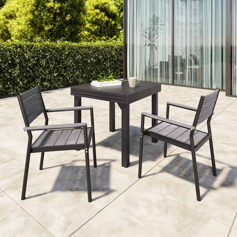VredHom Outdoor Aluminum Stackable Dining Chairs with Armrest