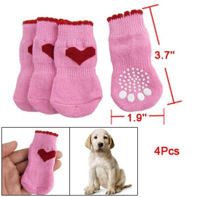 Shop Dog Antislip Bottom Heart Print Stretchy Winter Socks
