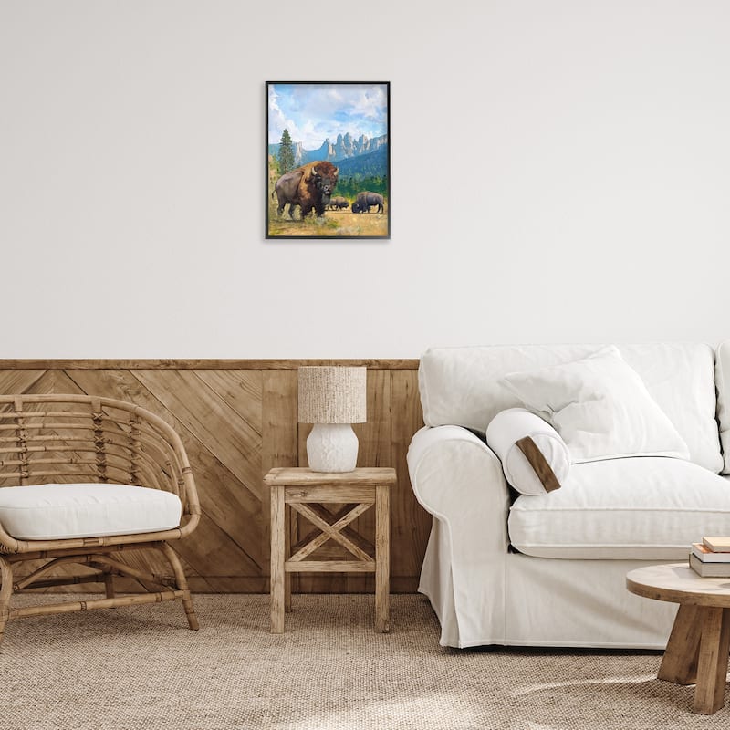Stupell Grazing Bison Desert Abstraction Framed Giclee Art Design By David Owens