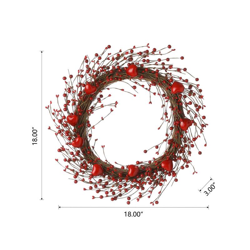 Glitzhome Valentine's Berry Heart or Round Wreath Hanging Decor