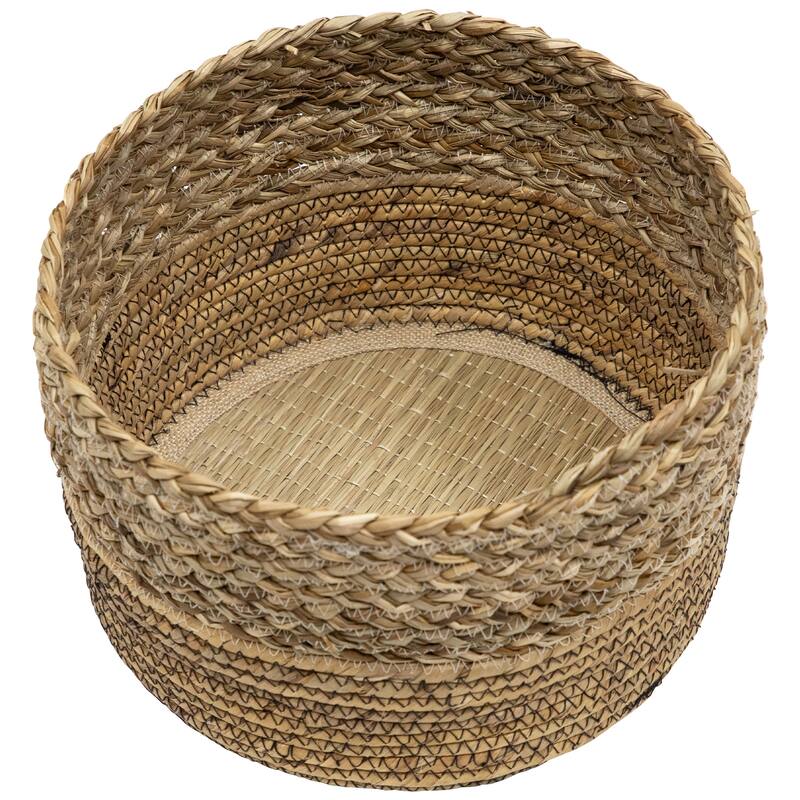 Set of 3 Braid and Twist Woven Seagrass Storage Baskets 9.75" - 9.75