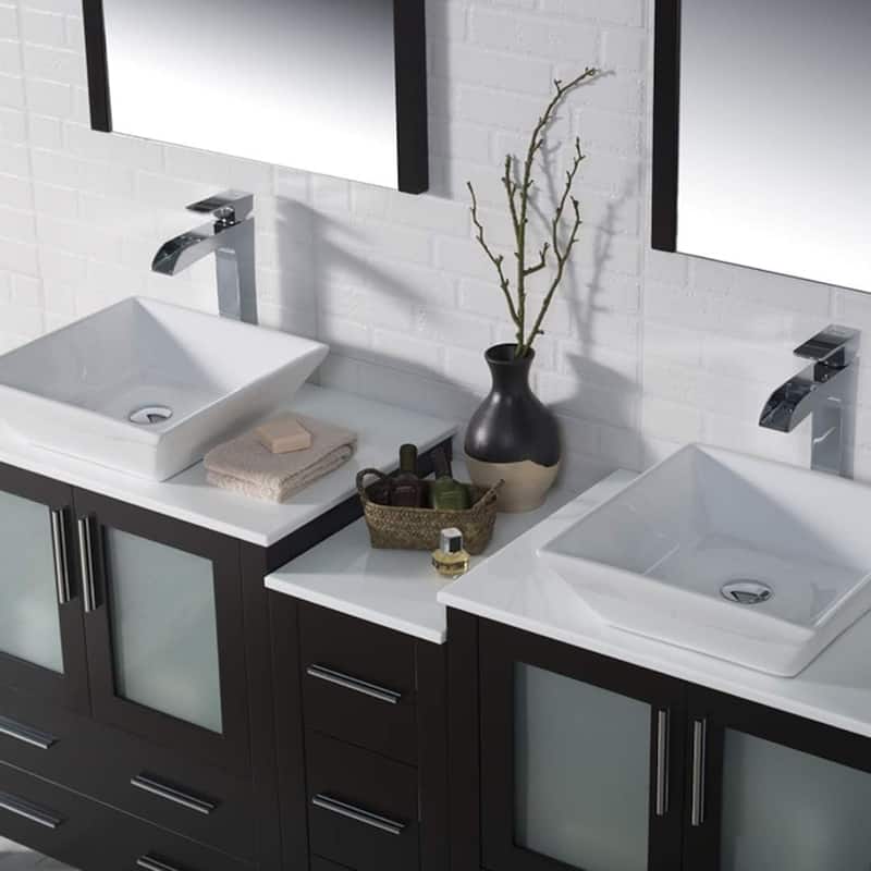 Blossom Sydney 72 Inch Double Sink Vanity with Side Cabinet & Mirrors