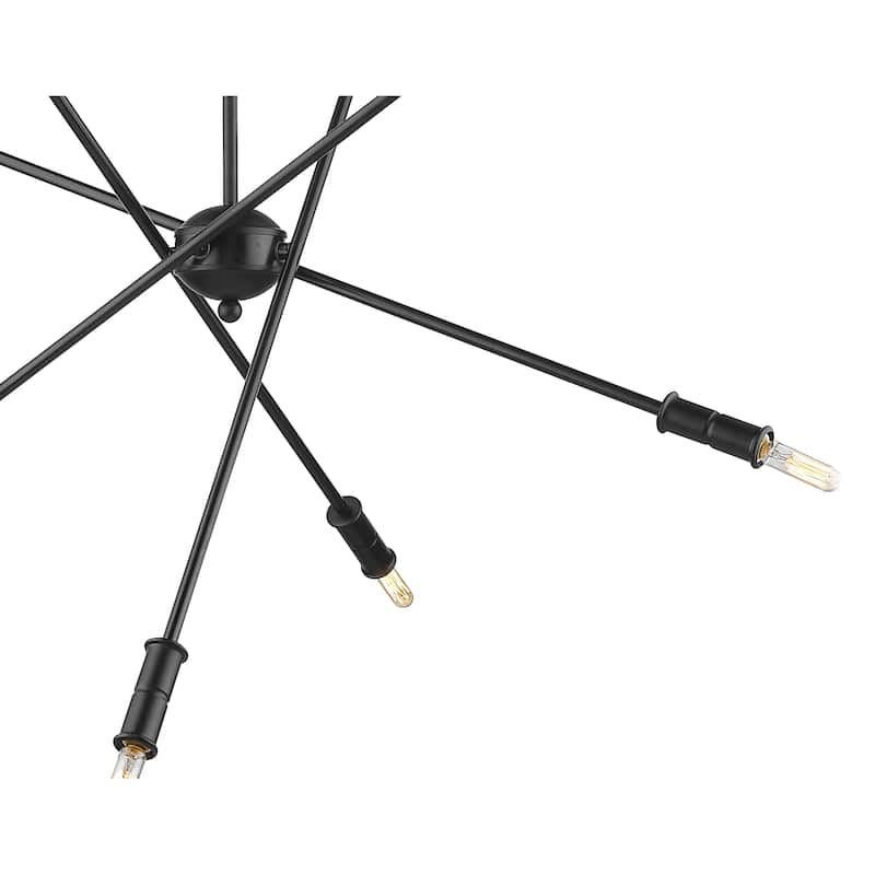 Mid-Century Modern Sputnik Matte Black Chandelier