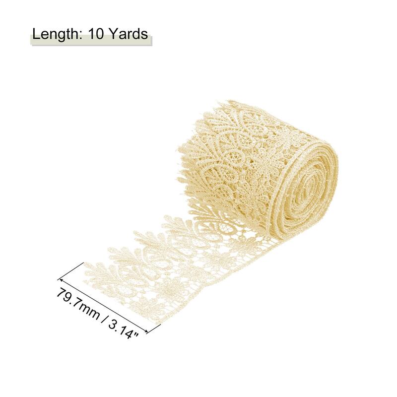 3 Inch Wide Lace Ribbon Floral Pattern Embroidered Lace Trim
