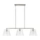 preview thumbnail 1 of 2, Baker 3-light Island Fixture/ Linear Chandelier Brushed Nickel