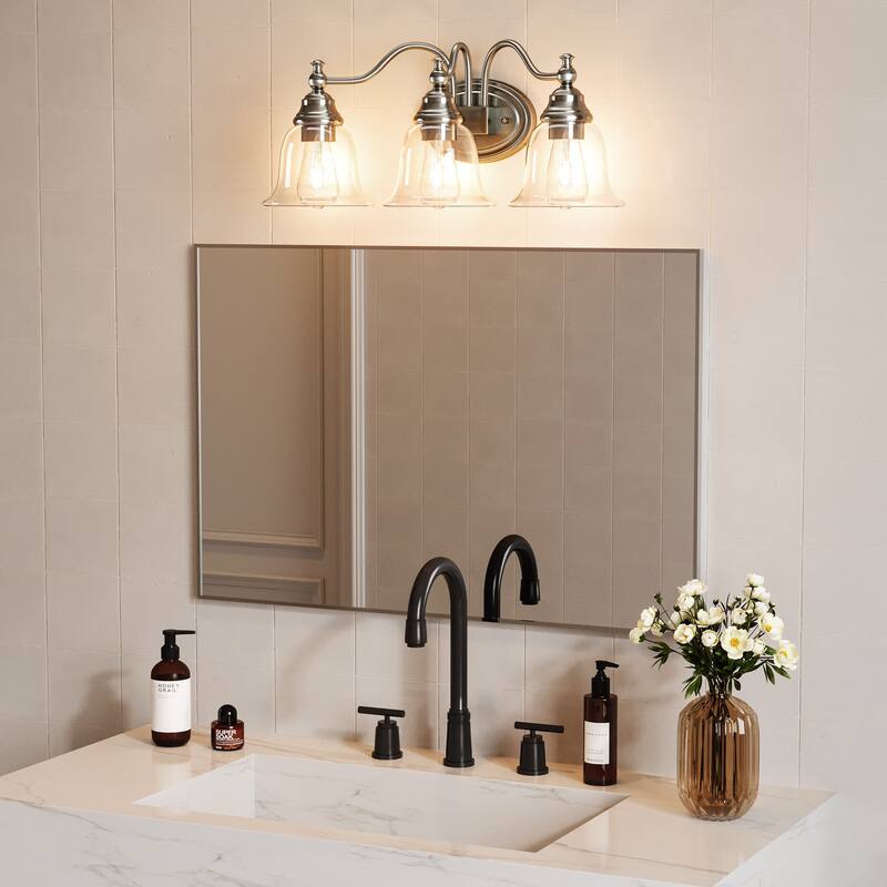Modern 3-Light Bathroom Vanity Light with Clear Glass Shade