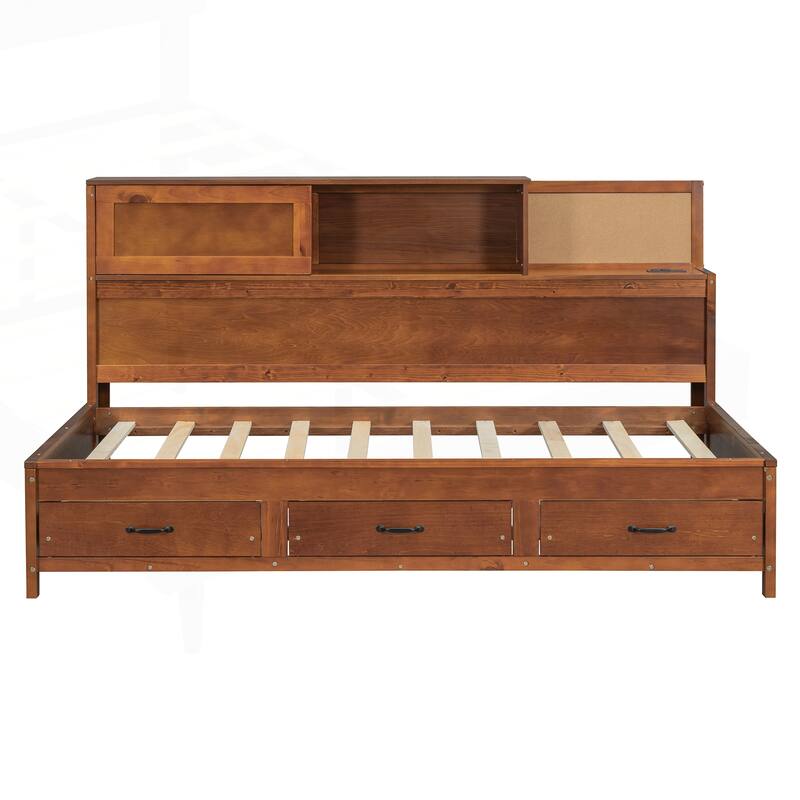 Versatile Twin Size Wooden Daybed with Multiple Functionalities and Storage