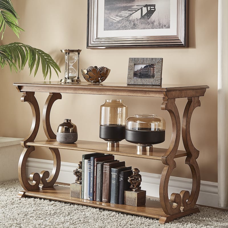 Lorraine Wood Scroll TV Stand Sofa Table by iNSPIRE Q Classic