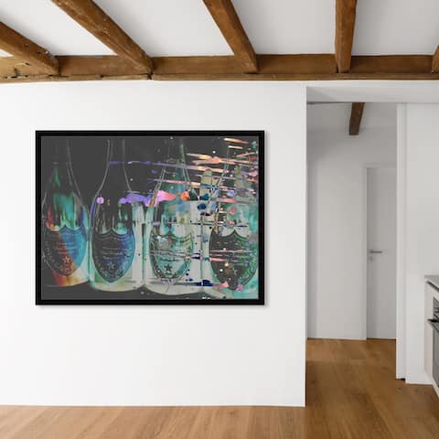 Oliver Gal 'Dom P' Drinks and Spirits Framed Wall Art Prints Champagne - Black, Green