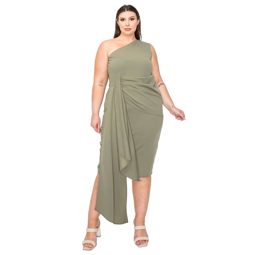 L I V D Plus Size Esme Front Draped Sash Dress