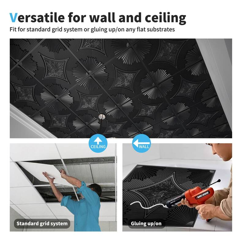 Art3d Drop Ceiling Tiles,PVC Ceiling Tile,24x24in,12pcs, 48 Sq.ft