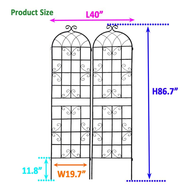 Metal Garden Trellis for Climbing Plants, 2/4 Pack Garden Fence Rustproof Vine Screen Trellis Frame Grow Support Outdoor Trellis