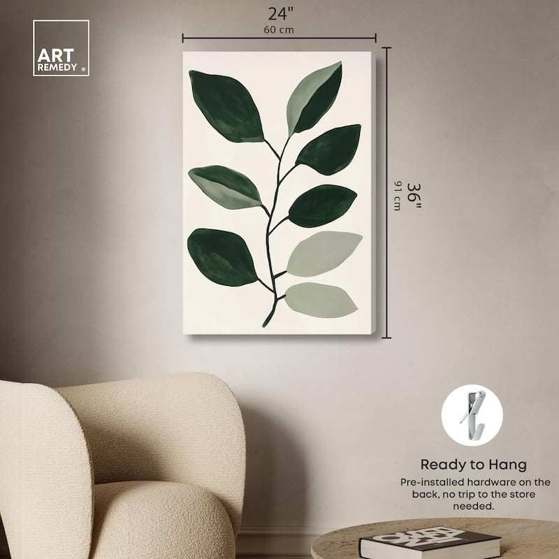Green and Grey Branch I Canvas by Art Remedy, Gallery Wrapped