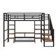 preview thumbnail 27 of 25, Full Size Metal Loft Bed with Staircase, Low Storage Table & Storage Shelves & Full-Length Guard Rail, No Box Spring Needed