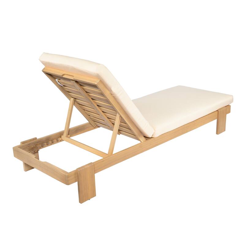 Christopher Knight Home - Iran Outdoor Patio Acacia Wood 6-Position Adjustable Chaise Lounge Set with Water-Resistant Cushion