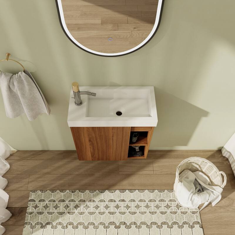20" Floating Bathroom Vanity with Sink, Mini Wall Mounted Bathroom Vanity with Soft Close Door
