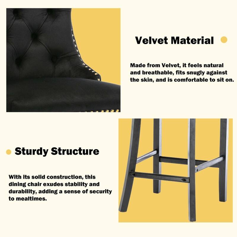 Contemporary Velvet Upholstered Counter Bar Stools Set of 4