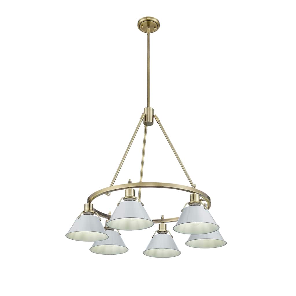 Orwell 6-Light Chandelier in Aged Brass with Dusky Blue - Gold