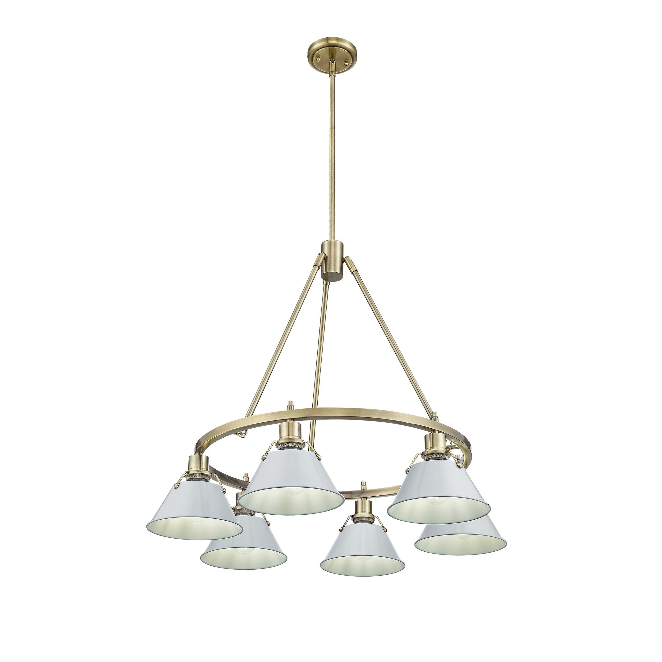 Orwell 6-Light Chandelier in Aged Brass with Dusky Blue - Gold