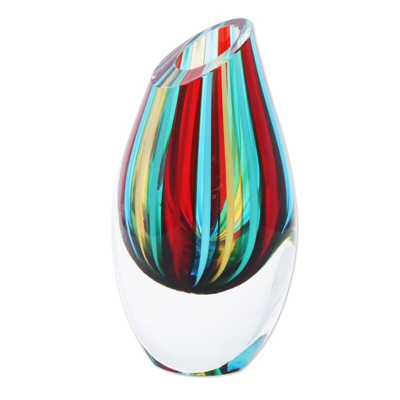 Novica Handmade Circus Handblown Recycled Glass Vases (Set Of 3)