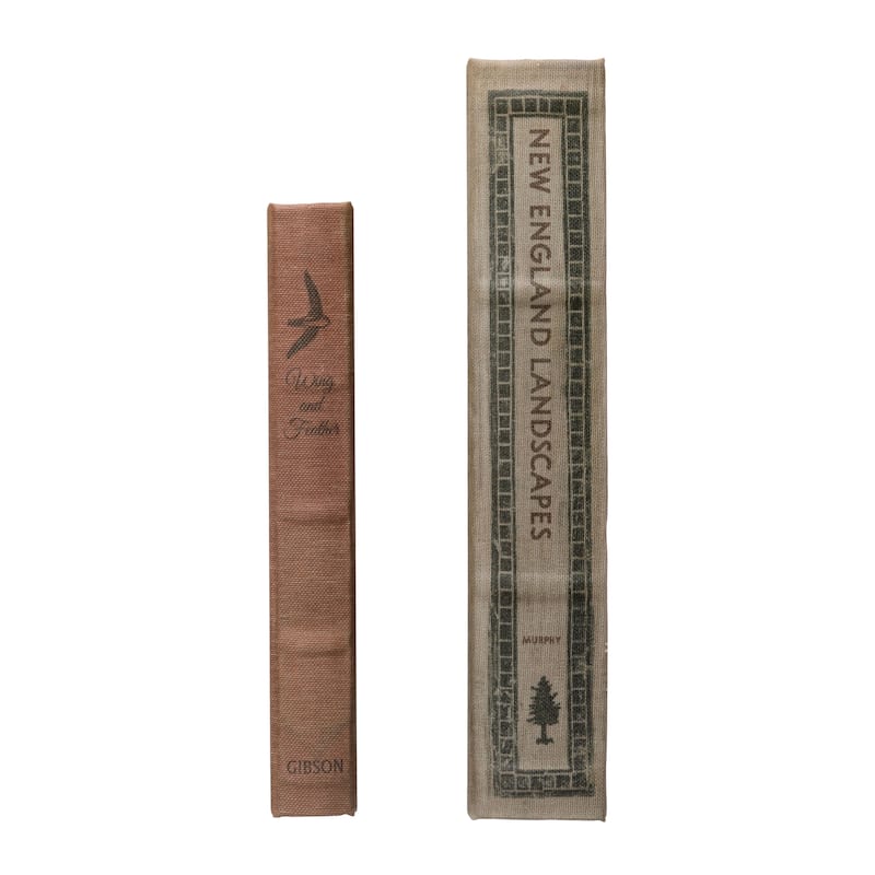 MDF & Canvas Book Storage Boxes, Set of 2 "New England Landscapes"