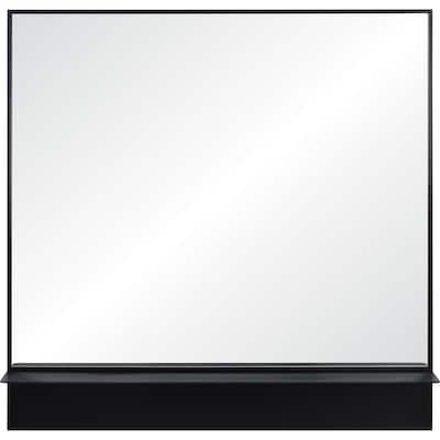 35" Black Traditional Square Framed Wall Mirror