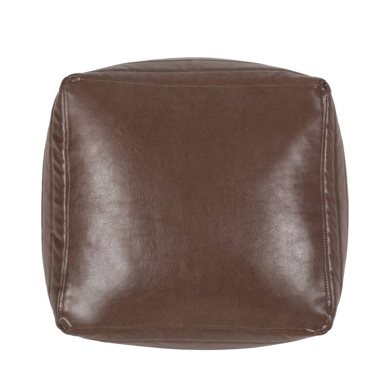 Baddow Contemporary Faux Leather Channel Stitch Pouf by Christopher Knight Home