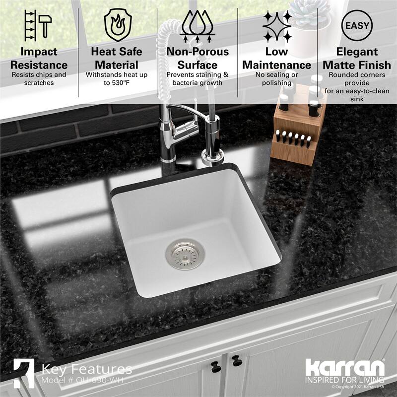 Karran Undermount Quartz Bar Single Bowl Sink