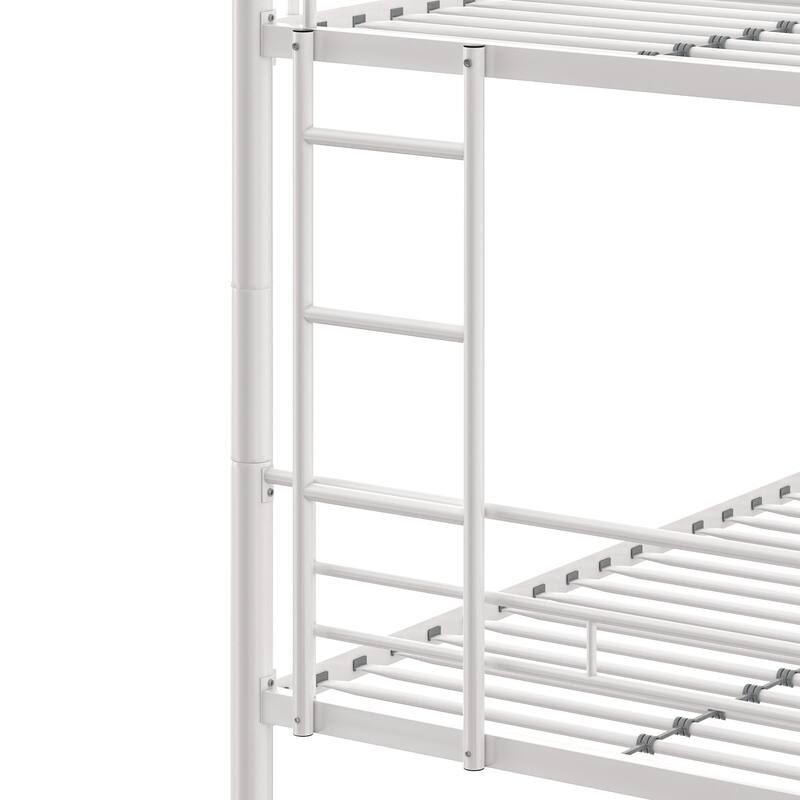 Bunk Bed Metal Twin Size Bunk Beds Frame with Ladder & Full-Length Guardrail Heavy Duty Sturdy 2 in 1 Convertible Bunk Bed