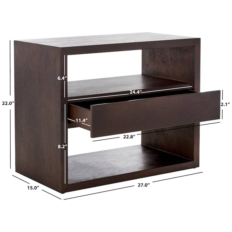 SAFAVIEH Unique 2-Shelf Single Drawer Nightstand