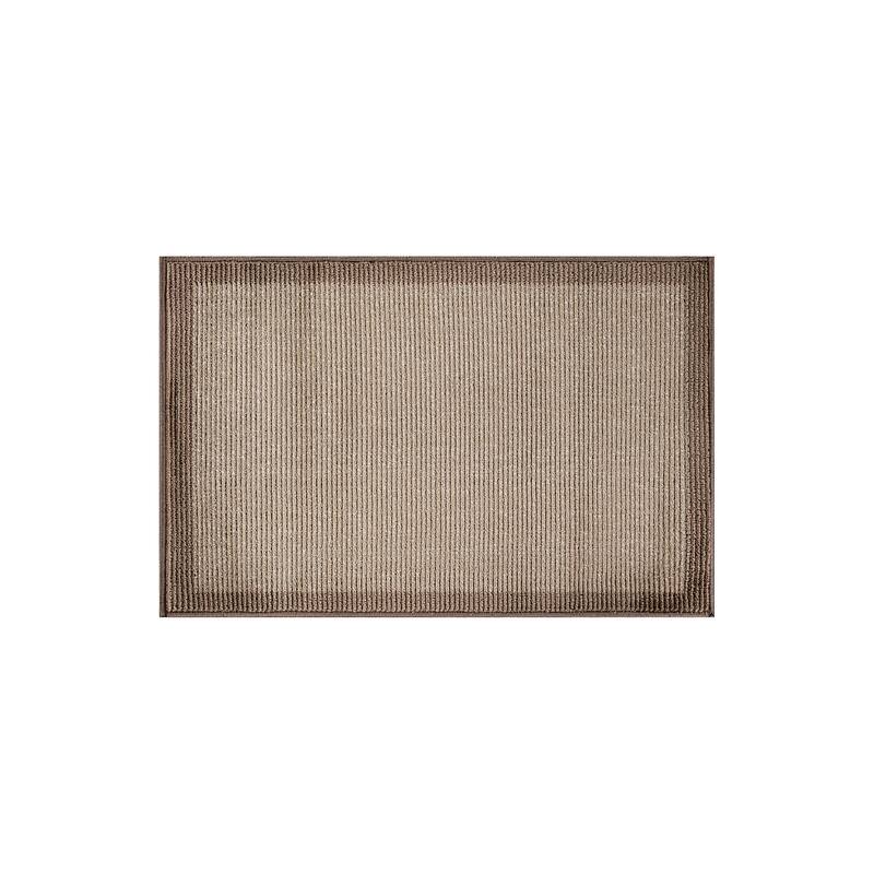 Modern Geometric Stripe Bordered Area Rug for Living Room, Bedroom, or Entryway - Low Pile Indoor Rug