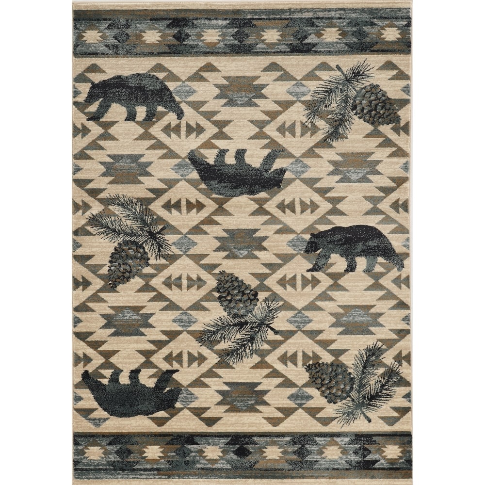 The Gray Barn Yoho Ivory and Blue Tribal Area Rug