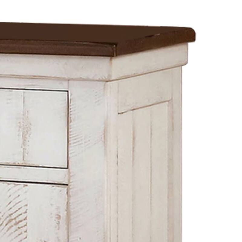 White/Brown 2 Drawer 20.5 in. W Nightstand with Sturdy Hardware and Ample Storage