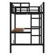 preview thumbnail 10 of 10, Black Twin XL Size Metal Loft Bed with Power Outlet & LED Light