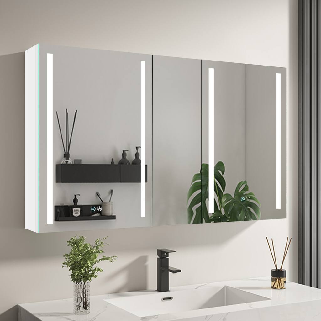 50x30" LED Bathroom Medicine Cabinet Surface Mount Double Door Lighted Medicine Cabinet,Medicine Cabinets for Bathroom