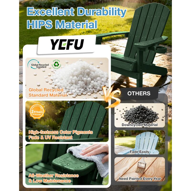 WINSOON All Weather HIPS Outdoor Plastic Adirondack Chair