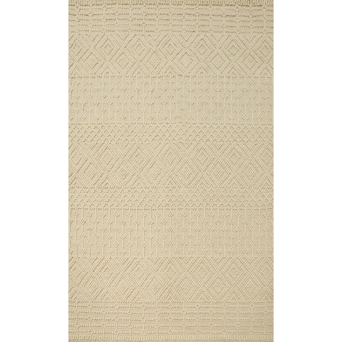 Hand Knotted Oriental 100% Wool Carpet Modern Geometric Beige & Ivories Modern Gotti Design Area Rug - 7' 5'' X 5' 0''