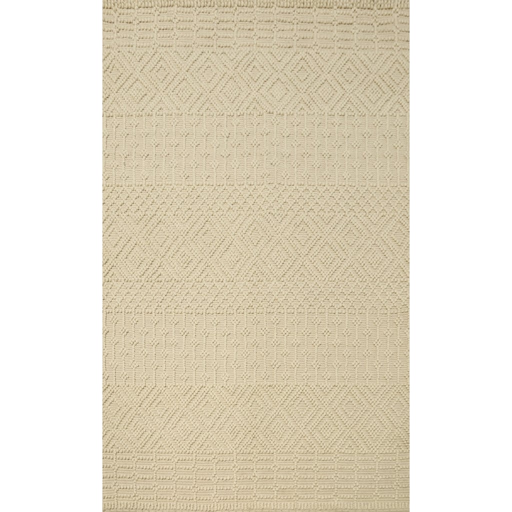 Hand Knotted Oriental 100% Wool Carpet Modern Geometric Beige & Ivories Modern Gotti Design Area Rug - 7' 5'' X 5' 0''