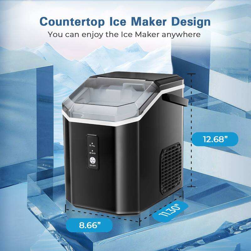 Ice Makers Countertop, Portable Ice Maker Machine with Handle, Self-Cleaning Ice Maker, Ice Scoop and Basket