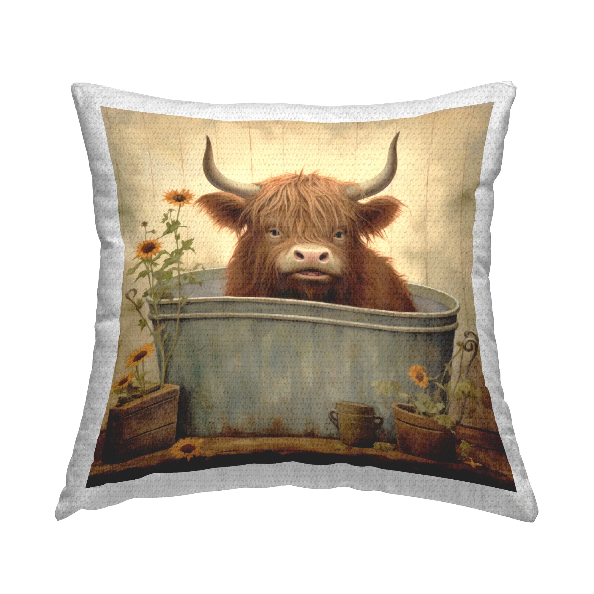 Stupell Bathroom Country Cattle Printed Outdoor Throw Pillow Design by Lazar Studio