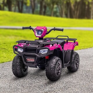 12V Dual Motor Kids Four-Wheeler, Pink Motorcycle Toy with Wear