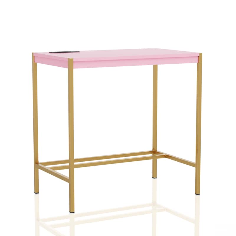 Belzie Modern 30-inch Steel Computer Desk with USB Ports by Furniture of America - Pink