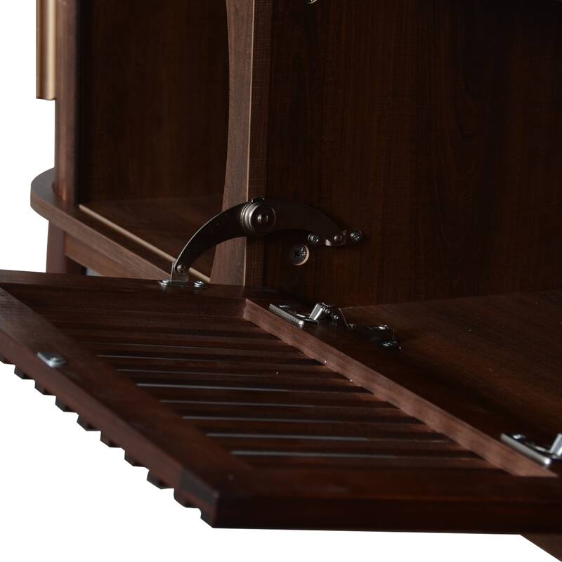 66.92" Elegant Woodgrain TV Stand - Premium Solid Wood Legs, Waterproof Surface and Smart Storage with Sliding Doors