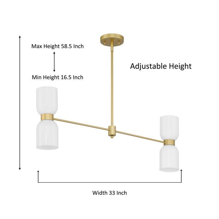 Shuman 4-light Dimmable Linear Chandelier Modern Gold Island Pendant - 33 inches