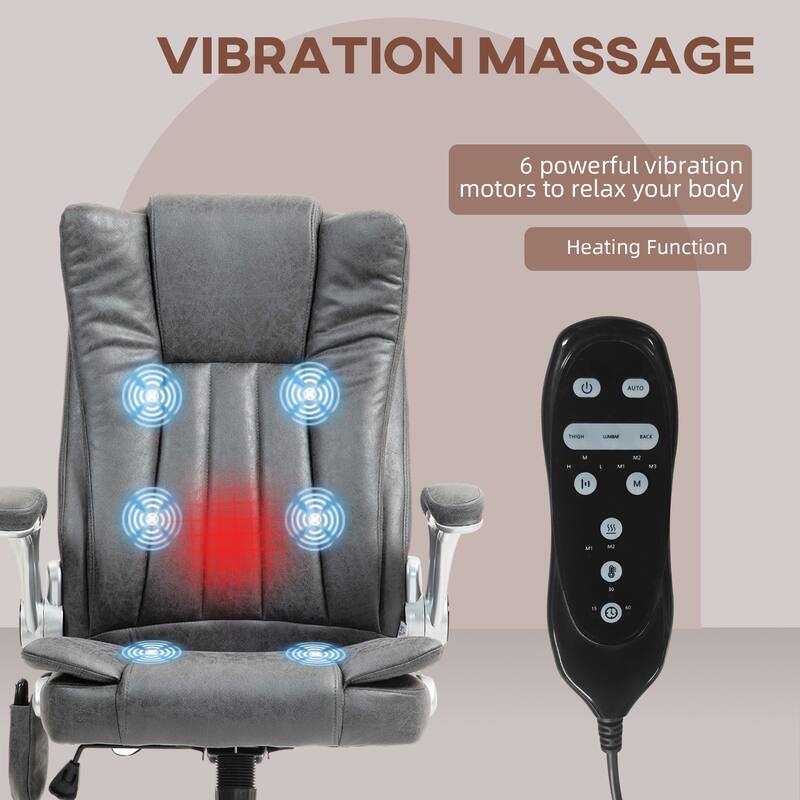 High Back Vibration Massage Office Chair Heated Computer Chair with Flip-up Armrest, Adjustable Height, for Office